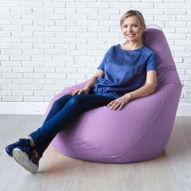 Кресло-мешок груша Сирень, размер XХХXL-Комфорт, мебельный велюр 0
