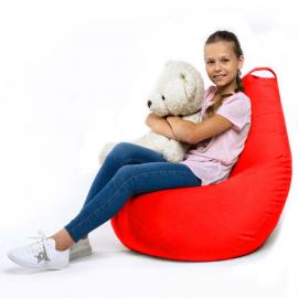 Кресло-мешок груша Красный, размер XL-Компакт, мебельный велюр 0