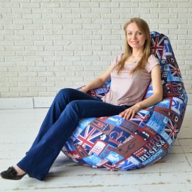 Кресло-мешок груша Знакомый Лондон, размер XХXХL-Комфорт, мебельный хлопок 0