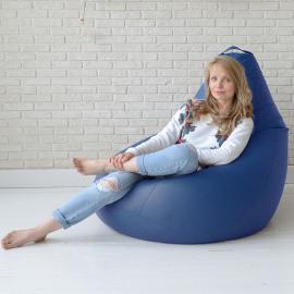 Кресло-мешок груша Синий, размер XХXХL-Комфорт, экокожа 0