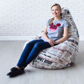 Кресло-мешок груша Газета, размер XХXХL-Комфорт, мебельный хлопок 4