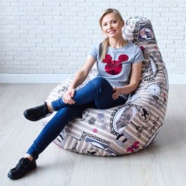 Кресло-мешок груша Париж Фэшн, размер XХXХL-Комфорт, мебельный хлопок 1
