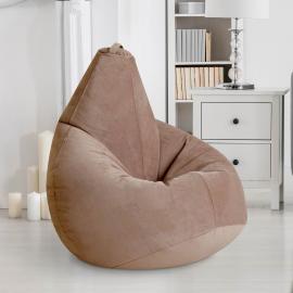 Кресло-мешок груша Бежевый, размер XХХL-Стандарт, мебельный велюр 6