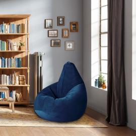 Кресло-мешок груша Темно-синий, размер XХХXL-Комфорт, мебельный велюр 5