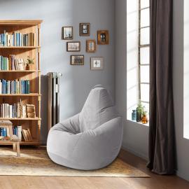 Кресло-мешок груша Сталь, размер XХХXL-Комфорт, мебельный велюр 0