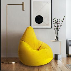 Кресло-мешок груша Желтый, размер XХХL-Стандарт, мебельный велюр 0