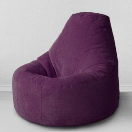 Кресло-пуф Люкс Баклажан, размер XXХХL-Комфорт, мебельный велюр 0