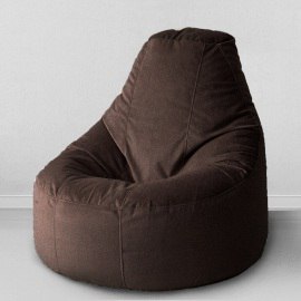 Кресло-пуф Люкс Темный шоколад, размер XXХХL-Комфорт, мебельный велюр