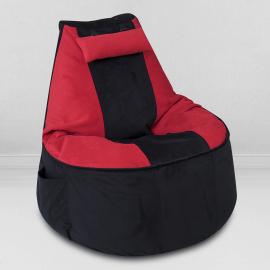 Кресло-мешок игровое кресло Геймер Черно-красное, размер ХXXХL, мебельный велюр 0