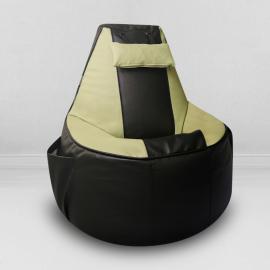 Кресло-мешок игровое кресло Геймер Черно-салатовое, размер ХXXХL, экокожа 0