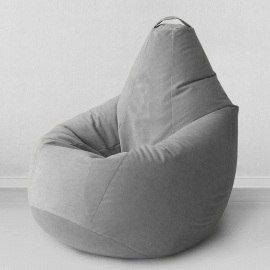 Кресло-мешок груша Сталь, размер XХХL-Стандарт, мебельный велюр 0