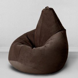 Кресло-мешок груша Темный шоколад, размер XХХL-Стандарт, мебельный велюр