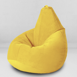 Кресло-мешок груша Желтый, размер XХХXL-Комфорт, мебельный велюр