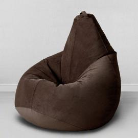 Кресло-мешок груша Темный шоколад, размер XL-Компакт, мебельный велюр