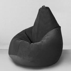 Кресло-мешок груша Черный, размер XХХL-Стандарт, мебельный велюр 0