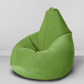 Кресло-мешок груша Матово-зеленый, размер XХХL-Стандарт, мебельный велюр
