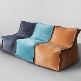 Бескаркасный модульный диван, 3 секции Лофт-Элит Грифельный-ментол-лисий, микровельвет