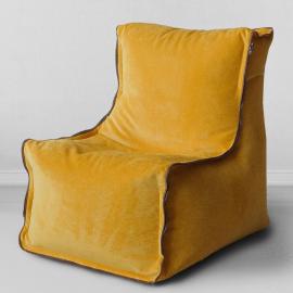 Бескаркасное кресло Лофт Желтая горчица, размер ХXXХL, микровельвет