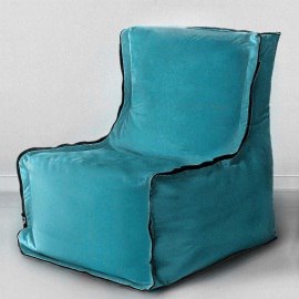 Бескаркасное кресло Лофт Бирюза, размер ХXXХL, мебельный велюр