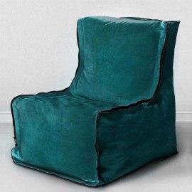 Бескаркасное кресло Лофт Темная бирюза, размер ХXXХL, мебельный велюр