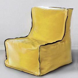 Бескаркасное кресло Лофт Желтый, размер ХXXХL, мебельный велюр