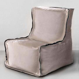 Бескаркасное кресло Лофт Бежевый, размер ХXXХL, мебельный велюр