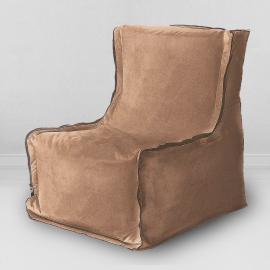Бескаркасное кресло Лофт Шоколад, мебельный велюр
