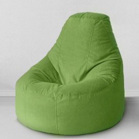 Кресло-пуф Люкс Матово-зеленый, размер XXХХL-Комфорт, мебельный велюр