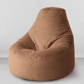 Кресло-пуф Люкс Шоколад, размер XXХХL-Комфорт, мебельный велюр