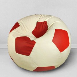 Кресло-мешок Мяч, Красно-белый, размер XХL, экокожа