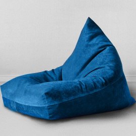 Кресло мешок пирамида Синий, микровельвет
