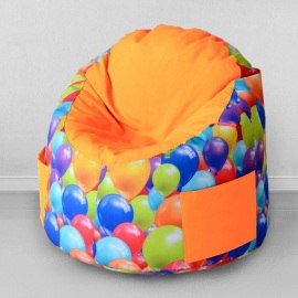 Пуфик-мешок для малышей Емеля Воздушные шары оранжевый, мебельный хлопок