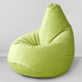 Кресло-мешок груша Салатовый, размер XL-Компакт, мебельный велюр 0