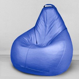 Кресло-мешок груша Синий, размер XL-Компакт, экокожа