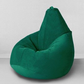 Кресло-мешок груша Темный изумруд, размер XХХL-Стандарт, мебельный велюр 0