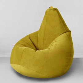 Кресло-мешок груша Горчица, размер XХХL-Стандарт, мебельный велюр