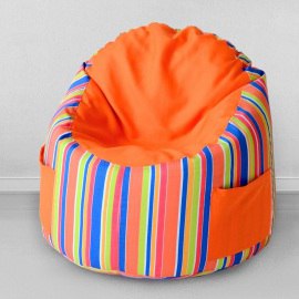 Пуфик-мешок для малышей Емеля Арлекин оранжевый, мебельный хлопок