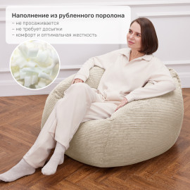 Бескаркасное кресло Нова Бежевый молочный, размер 4XL, вельвет 2 Бескаркасное кресло Нова Бежевый молочный, размер 4XL, вельвет 2