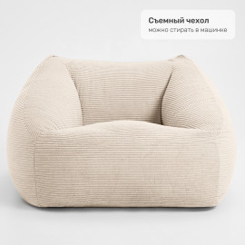 Бескаркасное кресло Нова Бежевый молочный, размер 5XL, вельвет 2 Бескаркасное кресло Нова Бежевый молочный, размер 5XL, вельвет 2