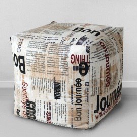 Пуфик-кубик Газета, мебельный хлопок