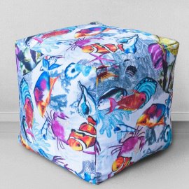 Пуфик-кубик Рыбки, мебельный хлопок