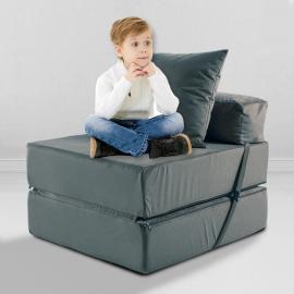 Бескаркасное Кресло-кровать Сталь, размер ХXXХL, мебельный велюр 1