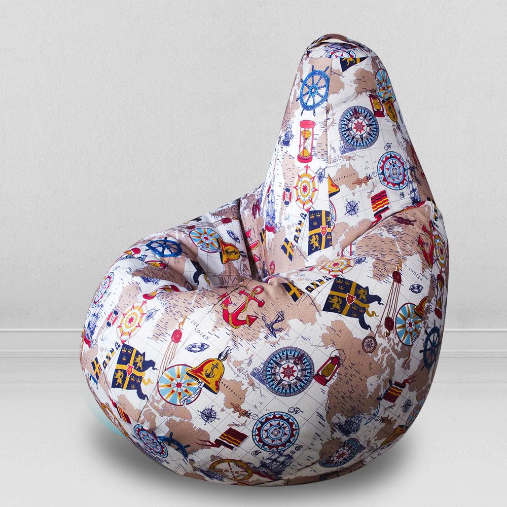 Кресло-мешок груша Карта, размер ХХL-Миди, мебельный хлопок
