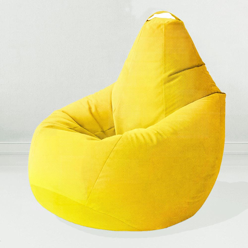 Кресло-мешок груша Желтый, размер XХХXL-Комфорт, мебельный велюр Киви