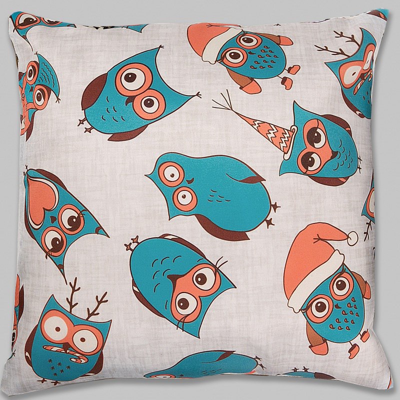 Декоративная подушка Новогодние совы, мебельный хлопок