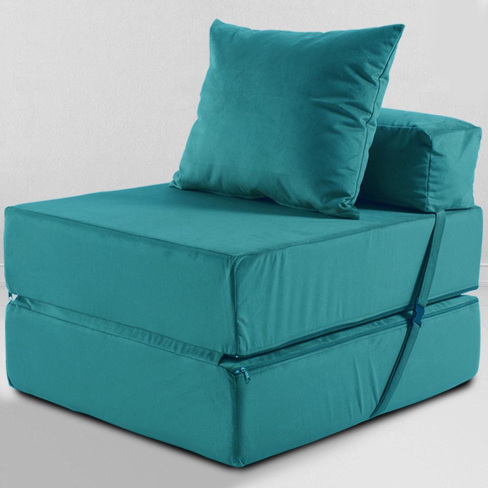 Бескаркасное Кресло-кровать Бирюза, размер ХXXХL, мебельный велюр