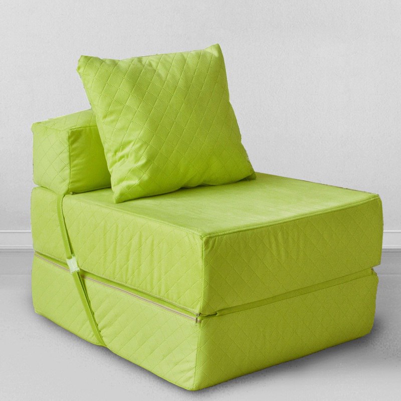 Бескаркасное Кресло-кровать Салатовая, размер ХXXХL, мебельный велюр