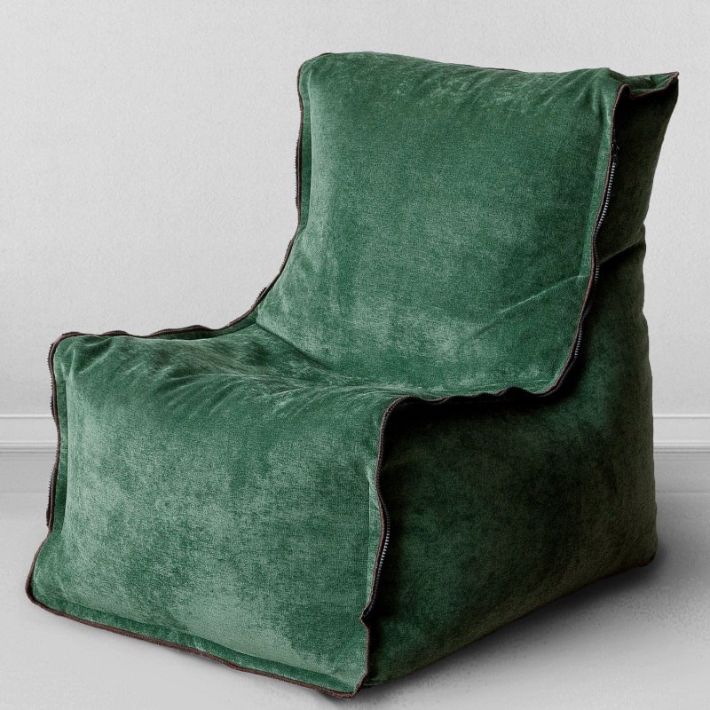 Бескаркасное кресло Лофт Зеленый, размер ХXXХL, микровельвет