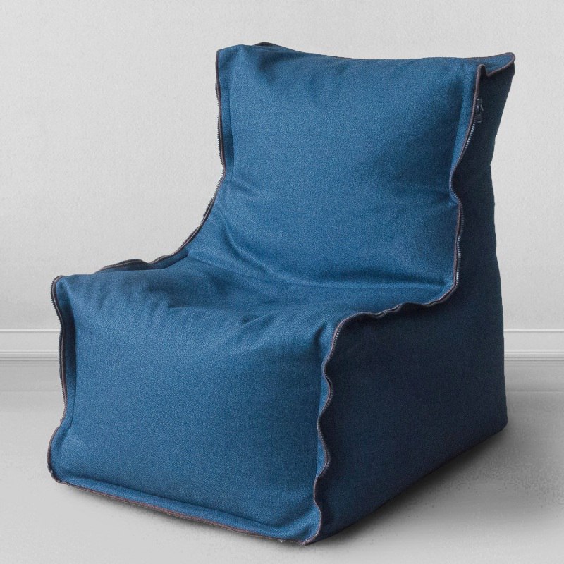 Бескаркасное кресло Лофт Синий, размер ХXXХL, жаккард-мальмо