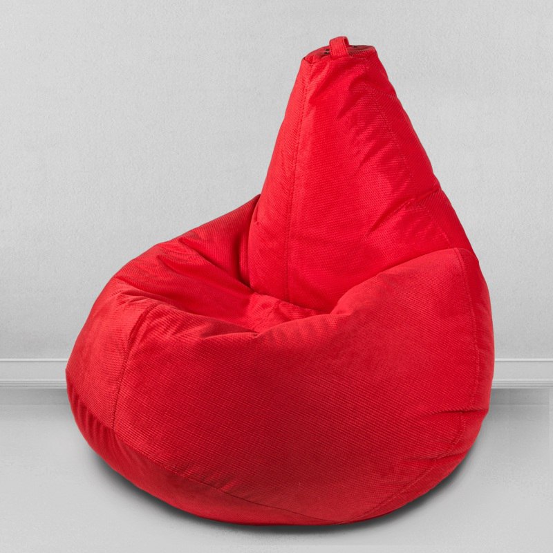 Кресло-мешок груша Красный, размер XХХXL-Комфорт, мебельный велюр